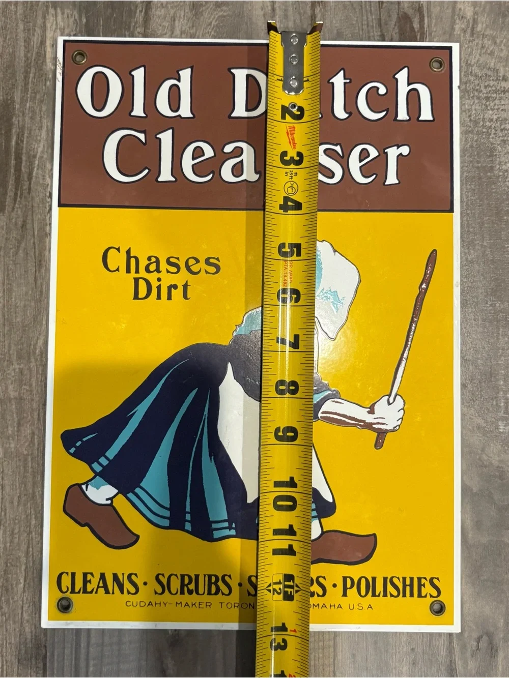 Vintage ‘Old Dutch Cleanser’ Porcelain Enameled 9” X 13” By Ande Rooney